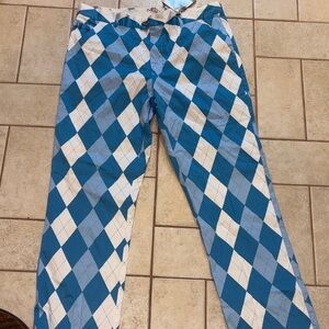 Blue and White Argyle Pants